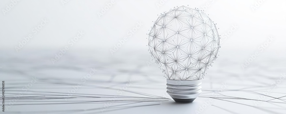 Poster polygon lightbulb with blockchain business idea concept. creative concept of a light bulb symbolizin