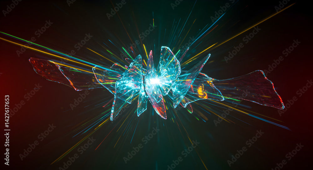 Poster fractured dimensions a bursting light source showcasing abstract composition