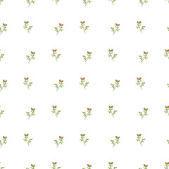Seamless Pattern Featuring Delicate Roses on Clean White Background