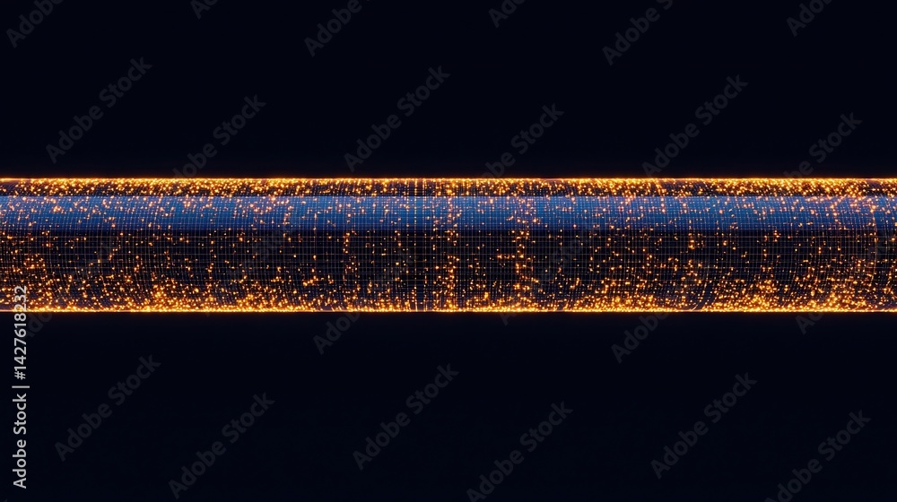 Poster a glowing, elongated object appears against a dark background, featuring intricate patterns and vibr