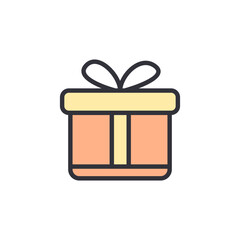 Giftbox colored icons, minimalist vector illustration ,simple transparent graphic element .Isolated on white background