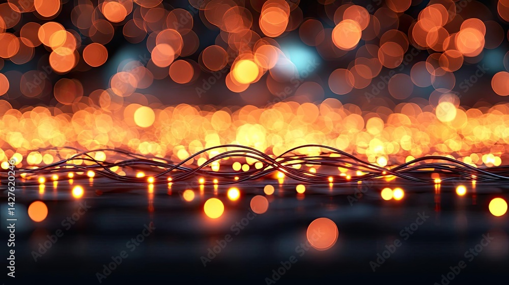 Aufkleber lights of glowing fiber optic cables in soft macro focusing concept. abstract glowing bokeh lights i