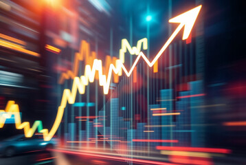 Dynamic Business Growth Chart Infographic for Financial Forecasts, Colorful chart visualizing market growth, ideal for investment, economic reports and financial presentations