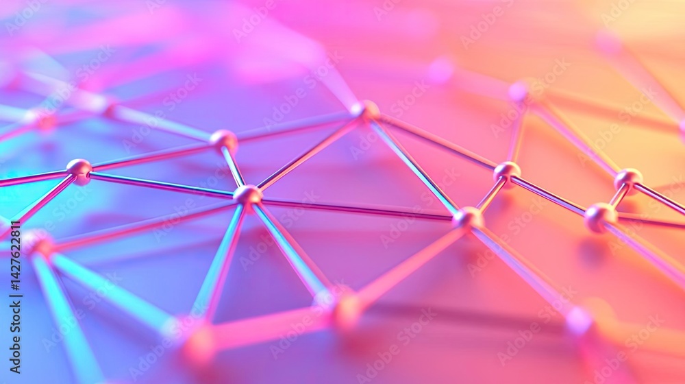 Poster lights of glowing fiber optic cables in soft macro focusing concept. abstract network design with vi