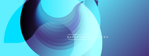 Abstract fluid shapes overlap, creating dynamic composition. Blue, turquoise, purple hues blend seamlessly. Modern design evokes movement, energy, sophistication. Minimalist aesthetic.