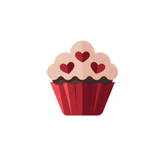 single cupcake wrapper with heart-shaped cutouts, vector flat icon, isolated and upscale 