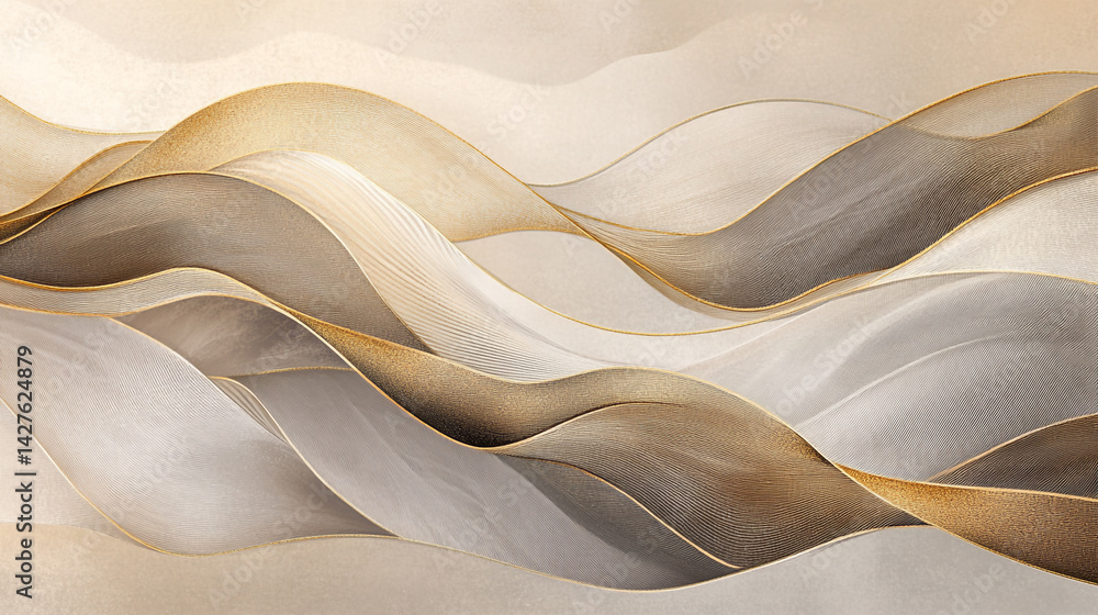 Poster abstract wavy background design with soft brown, dark gray and rusty orange metallic sheets create a