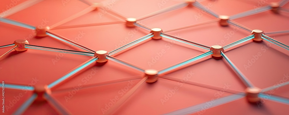Poster lights of glowing fiber optic cables in soft macro focusing concept. abstract close-up of interconne