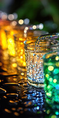  Vibrant Glasses of Water with Bokeh Background