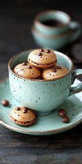  Coffee Cup with Chocolate Cookies and Dessert Treats