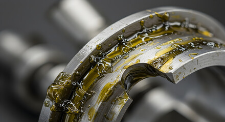 Lubricated Metallic Component Showcasing Industrial Maintenance And Operational Efficiency