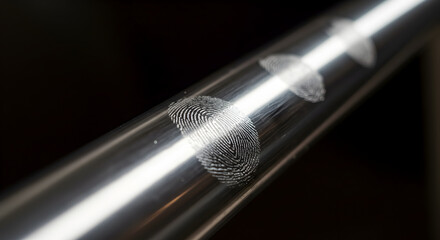 Fingerprints On A Shiny Metal Surface With Lighting Reflection Isolated