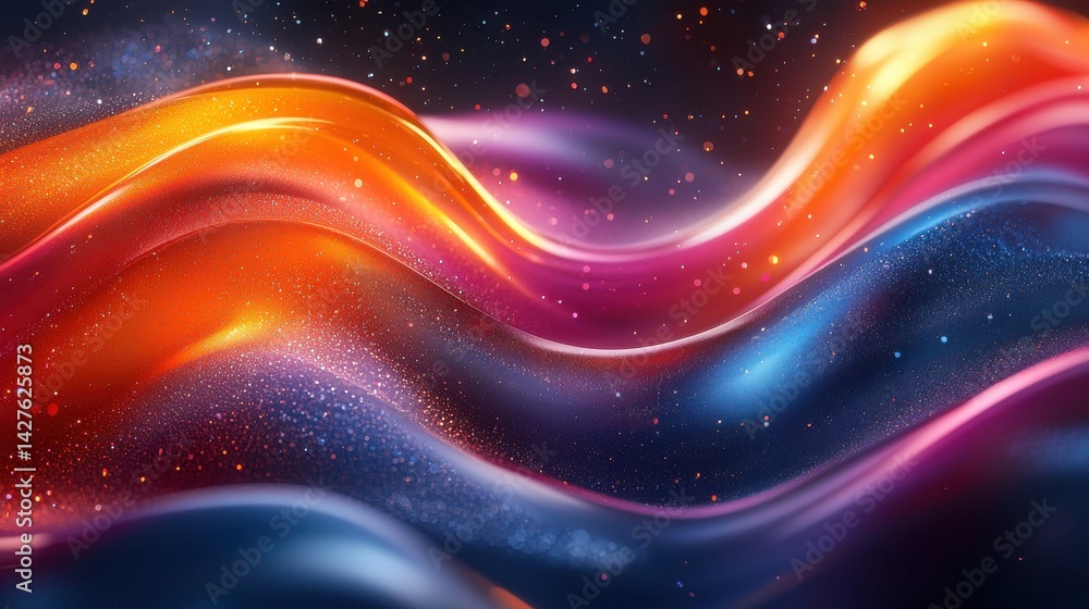 Poster mesmerizing abstract image featuring a dynamic and colorful landscape of swirling cosmic energy flui