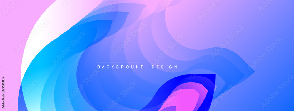Poster Abstract gradient background. Soft purple, blue hues blend seamlessly. Layered shapes create dynamic visual effect. Modern design suitable for digital projects.