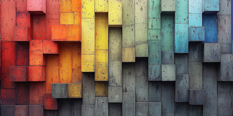  Colorful Abstract Block Wall Design