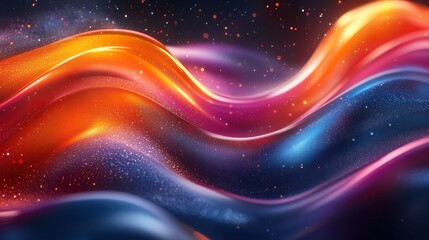 Obraz premium Mesmerizing abstract image featuring a dynamic and colorful landscape of swirling cosmic energy fluid waves and vibrant hues that evoke a sense of wonder and imagination