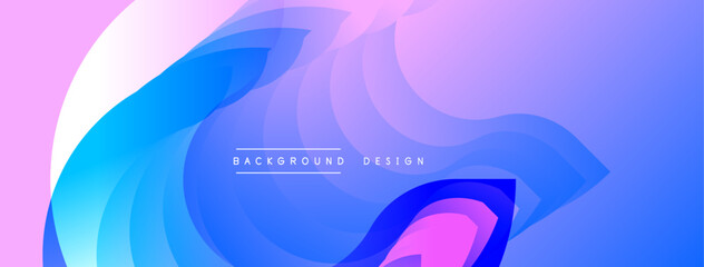 Abstract gradient background. Soft purple, blue hues blend seamlessly. Layered shapes create dynamic visual effect. Modern design suitable for digital projects.