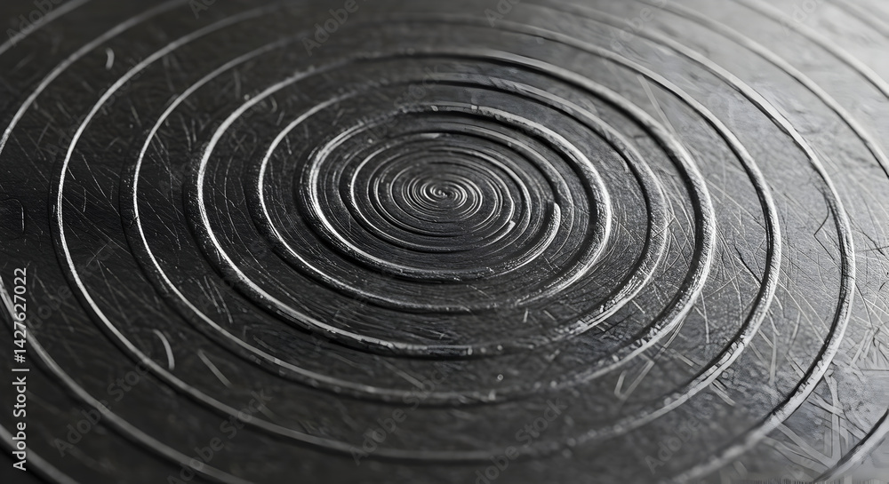 Poster metallic illusion a compelling dark texture with concentric circles