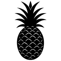 Obraz premium Black and White Pineapple Silhouette – Tropical Fruit Vector Illustration