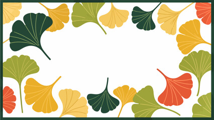 The vector pattern of ginkgo leaves forms a border.