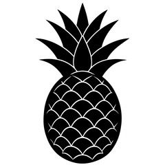 Obraz premium Black and White Pineapple Silhouette – Tropical Fruit Vector Illustration