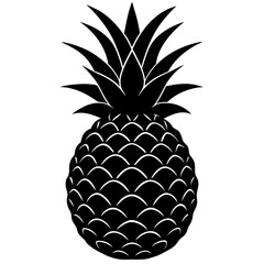 Obraz premium Black and White Pineapple Silhouette – Tropical Fruit Vector Illustration
