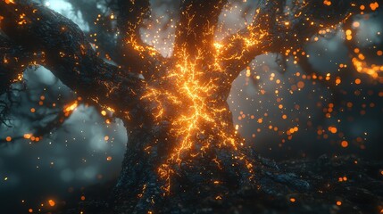Powerful Fiery Explosion with Radiant Flames Billowing Smoke and Intense Energy Burst  Dramatic and Chaotic Scene of Destruction and Combustion