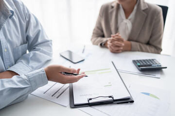 business man Auditor or internal revenue service staff checking annual financial statements company Audit  Accounting tax.