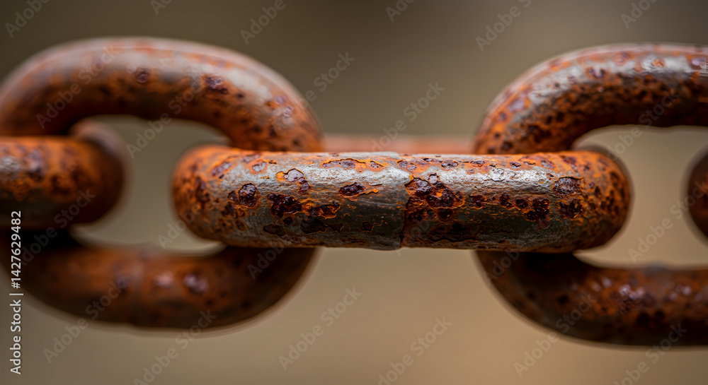 Poster close up view of old rustic iron chain links background