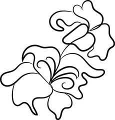 Abstract Floral Design Line Art Black and White Illustration