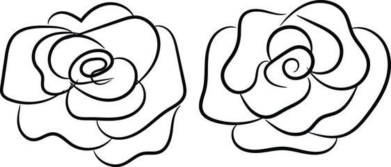 Two Abstract Line Art Roses Elegant Floral Design Elements