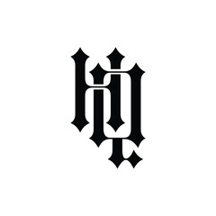 HQ monogram logo design letter text name symbol monochrome logotype alphabet character simple logo