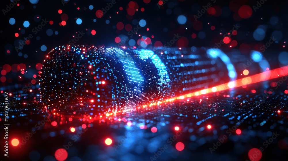 Aufkleber captivating abstract featuring a dynamic explosion of dazzling digital lights swirling and colliding