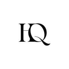 HQ monogram logo design letter text name symbol monochrome logotype alphabet character simple logo