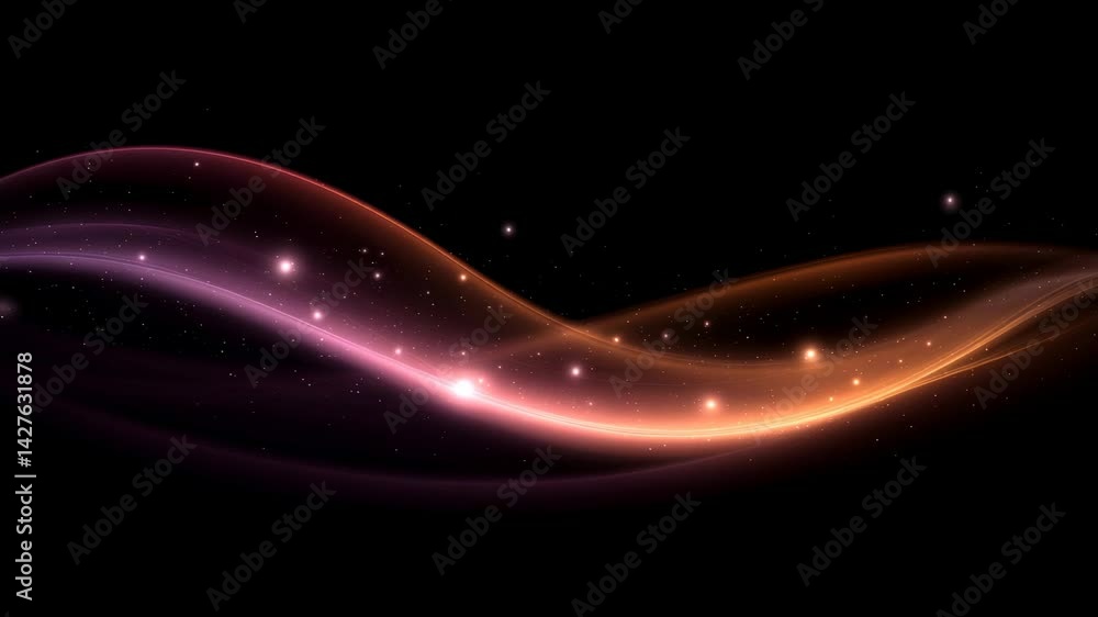Poster captivating abstract wave of light and color in a dark setting evokes a sense of mystery and motion