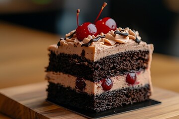Chocolate Cherry Cake Slice