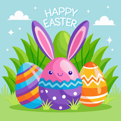 easter eggs in the grass