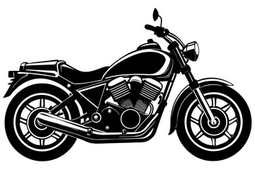 Obraz premium A detailed illustration of a sleek, classic motorcycle, rendered in bold black and white, showcasing the intricate details of its design and power. generative AI