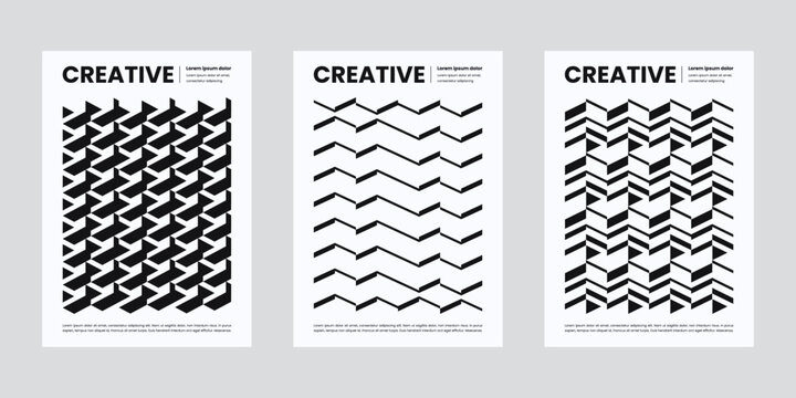 Modern poster background vector, Set of backgrounds texture cover template with abstract geometric pattern shapes and monochrome color, Ideal design for social media, banner, flyer and brand identity