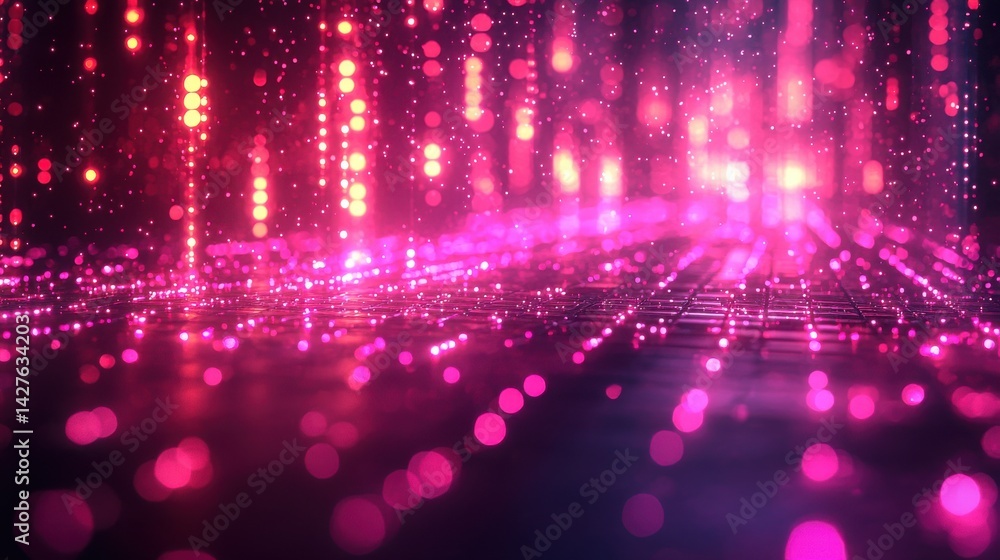 Poster captivating cosmic lights pulsating with electrifying energy and vibrant radiance creating a mesmeri