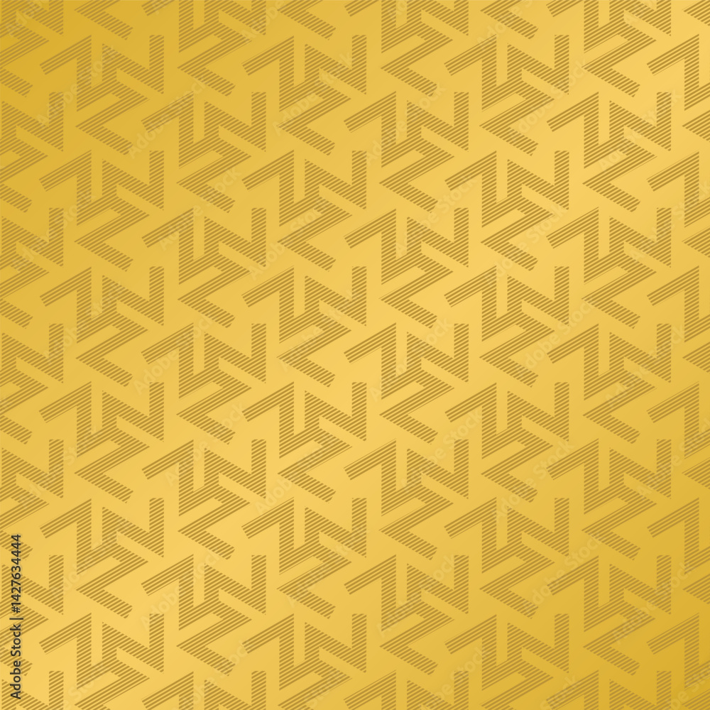 Poster golden maze of geometric forms intertwines creating a sense of endless puzzle on textured canvas