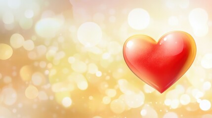Red heart valentine day greeting card on bokeh background for web banner sales