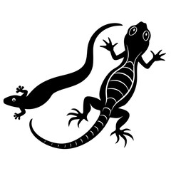 Naklejka premium black silhouette of a Anole Lizard Caterpillar animal 