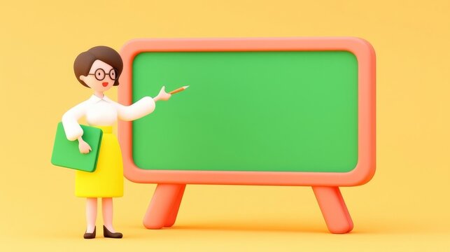 teacher with blackboard