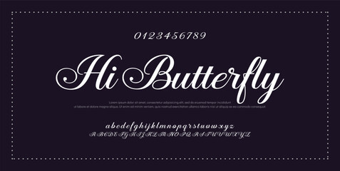 Hand drawn vector alphabet. Modern monoline signature script font. Elegant Signature Font. Best Alphabet Beautiful Calligraphy Signature Font lettering