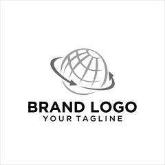 globe outline arrow logo vector