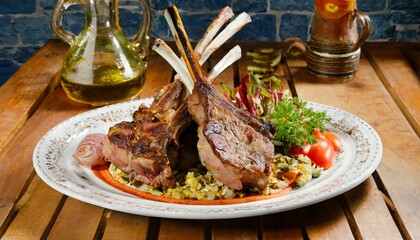 Turkish Pirzola - Grilled lamb chops on a plate