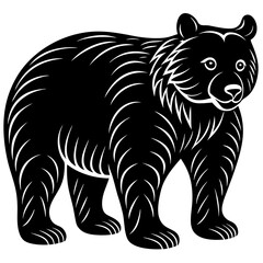 Obraz premium A black and white illustration of a bear.