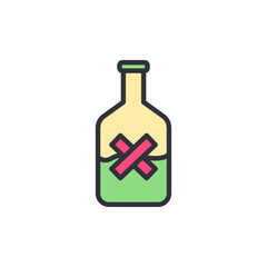 Poison bottle colored icons, minimalist vector illustration ,simple transparent graphic element .Isolated on white background