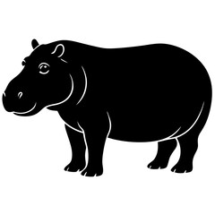 black silhouette of a Hippopotamus animal  
